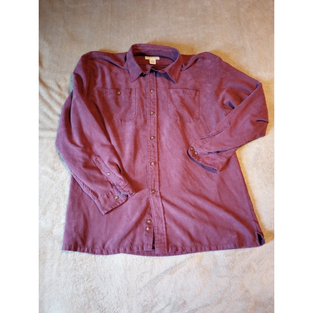 Preswick & Moore‎ Men's Large Plum Long Sleeve Suede Button Down Shirt